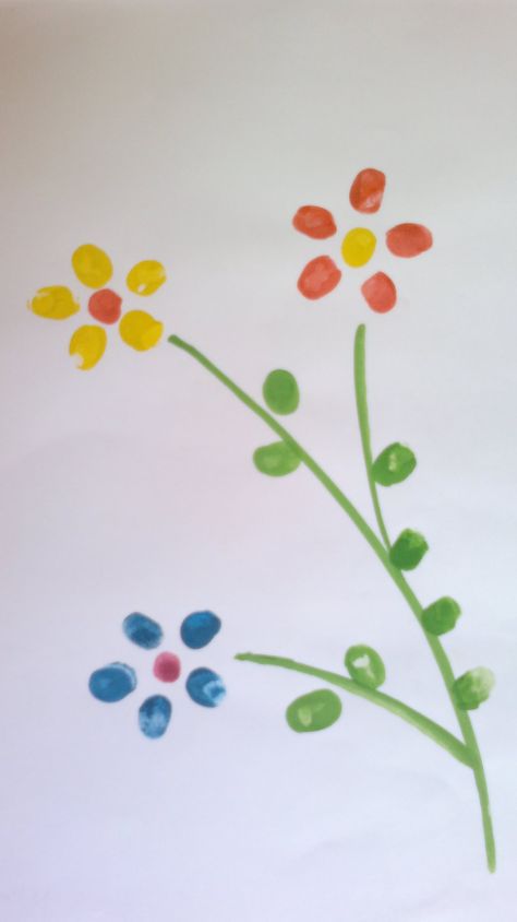 Finger Print Tree Finger Print Flowers Preschool, Thumb Print Flowers, Finger Print Activity, Easy Finger Painting Ideas, Finger Print Flowers, Thumbprint Flowers, Fingerprint Flowers, Finger Print Art, Finger Print Tree