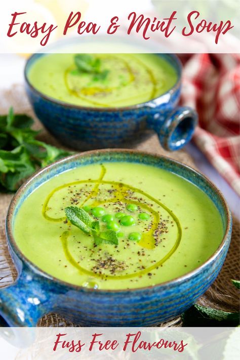 Pea and mint soup is a classic British recipe that just sings of spring and summer. Simplicity is everything here, and just a few ingredients produce the brightest, punchiest flavours. You will use peas and fresh spices to bring out this spring soups flavour! |how to make pea soup| easy pea soup| #soup #spring Pea Soup With Mint, Pea Mint Soup, Spring Pea Soup, Mint Pea Soup, Easy Pea Soup, English Peas Recipe, Pea And Mint Soup, Mint Soup, Salmon Soup