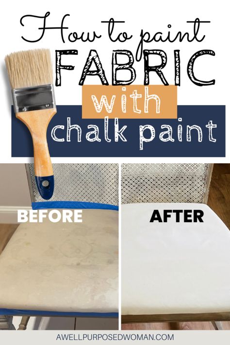 Best Paint For Fabric, Diy Fabric Paint, Painting Upholstery Fabric, Best Fabric Paint, Chalk Paint Fabric, How To Paint Fabric, Painting Upholstered Furniture, Painting Fabric Chairs, Painting Fabric Furniture