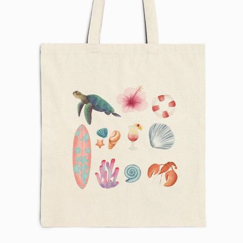 Beach lovers tote bag ✨🐠🌺 Artwork by Nyrie Braun Link to store in bio :) #oceanlover #totebag #beachday #summertime #summerlovin #artist #artwork #university #dailyerrands #durable #smallbusinessowner #shopsmall Tote Bag Painting Ideas Beach, Totebag Aesthetic, Decorated Tote Bags, Sea Aesthetic, Painted Tote, Summer Things, Just Girl, Instagram Beach, Cute Tote Bags