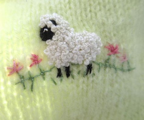 Sheep Embroidery Design, Sheep Embroidery, Clothes Embroidery Diy, Wool Embroidery, Walnut Creek, Embroidery Stitches Tutorial, Baby Embroidery, Hand Embroidery Projects, Hand Embroidery Flowers