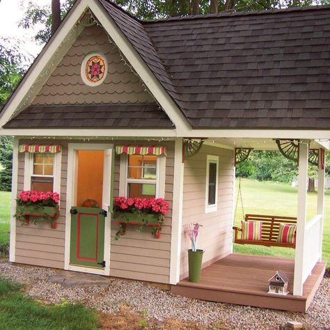 Complete with insulation and electricity, this playhouse will evolve from a kid's hangout into a quiet homework spot as his girls grow up. Playhouse Interior, Outside Playhouse, Playhouse Plans, Diy Playhouse, Backyard Playhouse, Build A Playhouse, The Family Handyman, Outdoor Play Area, Playhouse Outdoor