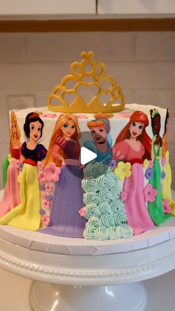 Disney Princess Cake Videos, Pink Princess Cake Ideas, Diy Disney Princess Cake, Princess Cake Diy, Diy Princess Cake, Princess Birthday Party Cake, Disney Princess Cake Ideas, Disney Princesses Cake, Princess Birthday Cakes