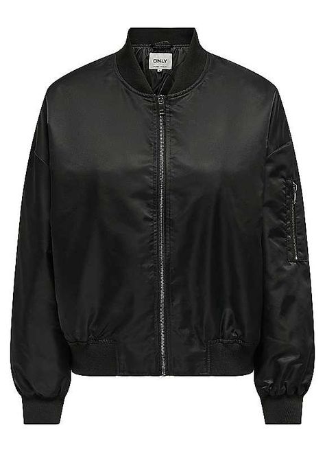 Crafted from high-quality Nylon, this women's bomber jacket boasts a sleek and stylish design that is both functional and fashionable. The plain black colour makes it easy to pair with any outfit, making it a versatile piece for any occasion. The zip closure adds a touch of edginess, while the ribbed cuffs provide a comfortable and snug fit. Made with easy-care material, this bomber jacket is low maintenance and perfect for everyday wear. Elevate your style game with Only's 'Dina' Zip Bomber Jac Outfit Making, Black Colour, Plain Black, Low Maintenance, Stylish Design, Snug Fit, Everyday Wear, Bomber Jacket, Sleek