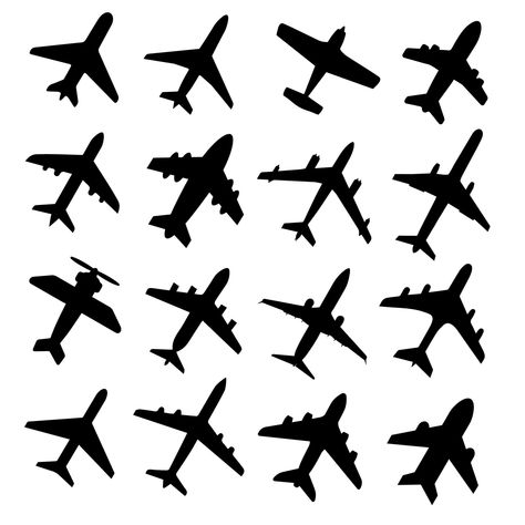 Airplane Sillouhette, Flight Sketch, Airplane Outline, Plane Vector, Plane Silhouette, Black Pen Drawing, Plane Shapes, Airplane Illustration, Airplane Icon