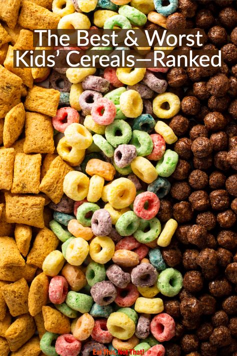 We compared some of the sugariest kids' cereals to some of the more nutrient-dense ones to determine the best and worst. #bestandworst #cereal #rankedfoods #kidfood #breakfastfood Low Fodmap Diet Plan, Fodmap Breakfast, Best Cereal, Kids Cereal, Cereal Brands, Lactose Free Milk, Cold Cereal, Healthy Cereal, Food Additives