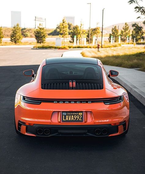 Orange Porsche, Beach House Architecture, Orange Cars, La Beach, Car Vibes, Porsche 550, Orange Car, Cars Porsche, Porsche Taycan