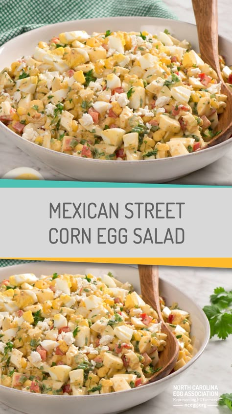 A refreshing and healthy twist on traditional egg salad, Mexican Street Corn Egg Salad is tangy, spicy, and deliciously creamy. Egg Salad With Avocado, Ways To Eat Eggs, Salad Mexican, Mexican Salad, Egg Egg, Spicy Eggs, Easy Egg Recipes, Avocado Crema, Egg Salad Sandwiches