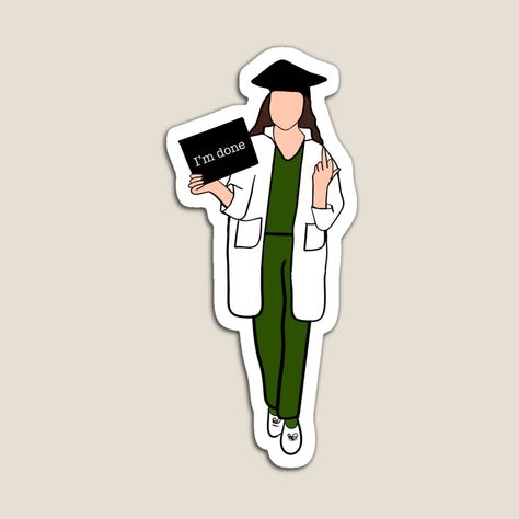 Get my art printed on awesome products. Support me at Redbubble #RBandME: https://www.redbubble.com/i/magnet/Graduation-white-coat-iam-done-by-Mermaidssparkle/104597251.TBCTK?asc=u Cute Best Friend Drawings, Graduation Logo, Graduation Cartoon, Spiderman Cake Topper, Graduation Book, Medical Stickers, White Coat Ceremony, Medical Student Motivation, Graduation Cake Toppers