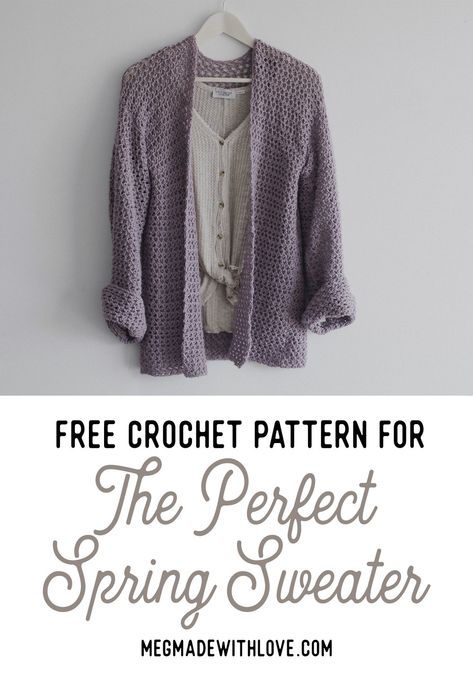 Free Crochet Pattern for The Perfect Spring Sweater — Megmade with Love Crochet Cardigan Pattern Free, Comfy Cardigan, Black Crochet Dress, Crochet Cardigan Sweater, Confection Au Crochet, Mode Crochet, Spring Sweater, Crochet Jacket, Crochet Cardigan Pattern