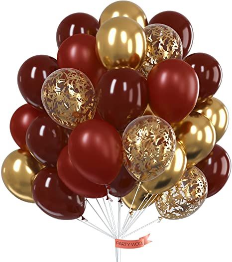 Amazon.com: PartyWoo Red and Gold Balloons, 50 pcs Burgundy Balloons, Ruby Red Balloons, Gold Confetti Balloons, Gold Metallic Balloons for Red and Gold Party Decorations, Burgundy Party Decorations : Home & Kitchen Red And Gold Party Decorations, Burgundy Party Decorations, Red And Gold Balloons, Red And Gold Party, Burgundy Balloons, Gold Glitter Balloons, Gold Balloons Decorations, Dino Party Decorations, Burgundy Party