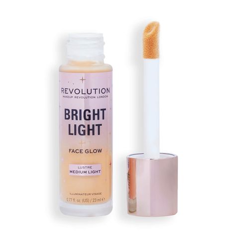 Combining illuminating, blurring and smoothing benefits, the Revolution Bright Light Face Glow is a must-have addition to your makeup routine.  The multi-purpose skin tint can be used in a variety of ways, fitting seamlessly into your beauty routine. Enriched with glycerin, the formula works to nourish the feeling of skin with an ultra-smoothing effect. Use as a primer or highlighter for a lit-from-within radiance, or mix with your foundation for an added boost of brightness. For no-makeup makeu Revolution Bright Light, Face Glow, Lip Scrubs, Waterproof Liquid Eyeliner, Liquid Highlighter, Makeup Bag Organization, Foundation Shades, Makeup To Buy, Shop Makeup