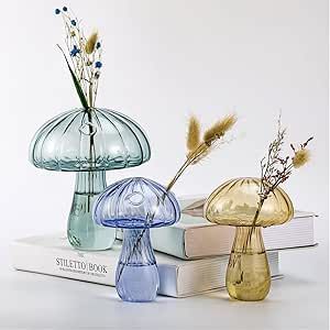 Magical Artwork, Mushroom Vase, Flower Containers, Vase Transparent, Hydroponic Plants, Transparent Flowers, Decor Flowers, Glass Mushrooms, Plant Vase