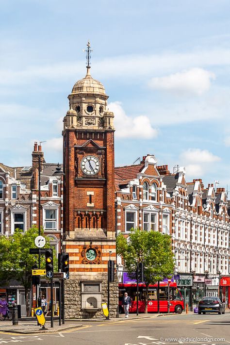 Crouch End Clock Tower, London Crouch End London, Uk Small Terraced House Interiors, London Shopping Street, Terrace House Interior, Brixton Market, London Shops, Hampstead Village, Cheapest Places To Live, Bermondsey Street