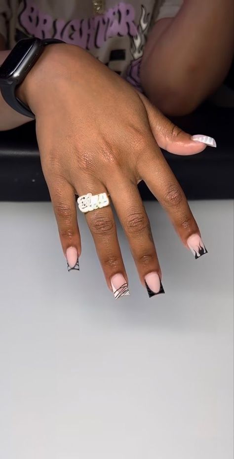 New Nail Inspo 2023, Shortie Acrylic Nails Square, Short Black Freestyle Nails, Short Basic Nail Sets, Natural Hair Updo Curly, Cute Shorties Nails, Cute Extra Short Nails, Freestyle Short Acrylic Nails, Short Nail Sets Black Women