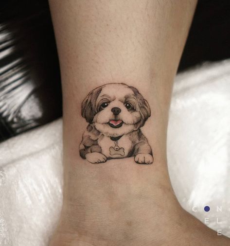 con ele su Instagram: "Mocha the shih tzu(🐶 no. 92) for Jolene. Thanks for the trust! #tattoo #portraittattoo #portrait #realismtattoo ##dogtattoo #shihtzu…" Shin Tzu Tattoo, Shih Tzu Tattoo Minimalist, Shitzu Tattoos, Shihtzu Tattoos, Shih Tzu Tattoo, Trust Tattoo, Puppy Tattoo, Small Dog Tattoos, Dog Memorial Tattoos