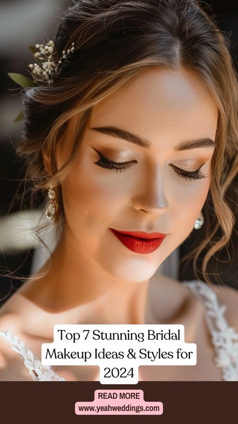 Discover the top stunning bridal makeup ideas and styles for 2024. From classic elegance to modern trends, find the perfect look for your big day. Explore expert tips and inspiration to make your bridal makeup shine. Start planning your dream wedding look now. Read more to get inspired and choose your favorite bridal makeup style. Wedding Make Up Styles, Bridal Fairy Makeup, Bulgy Eyes Makeup, Romantic Glam Wedding Makeup, Burnt Orange Bridal Makeup, Bride Makeup For Hooded Eyes, Soft Autumn Bridal Makeup, December Wedding Makeup, Fall Wedding Makeup For Bride Blue Eyes