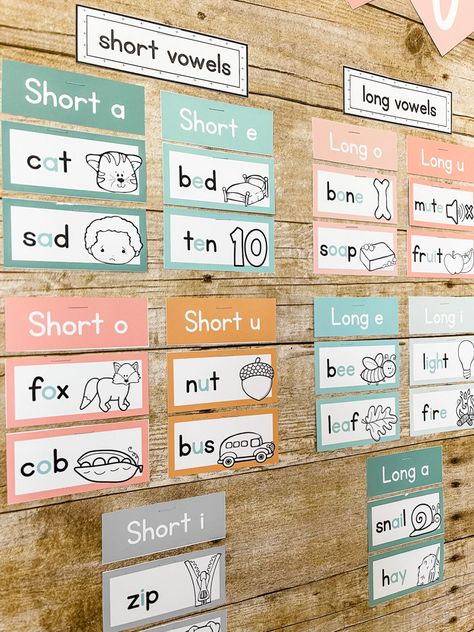 How to Set Up a Classroom Sound Wall  - Shayna Vohs Vowel Bulletin Board Ideas, Sound Walls In Classroom, Phonics Bulletin Board, Ela Bulletin Boards, Phonics Wall, Work Bulletin Boards, Sound Wall, Word Walls, Focus Wall