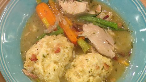 Chicken and Dumplings #whatsfordinner #comfortfood Pioneer Chicken, Ricotta Dumplings, Racheal Ray, Stewed Chicken, Chicken Dumpling Soup, Rachel Ray Recipes, Rachael Ray Recipes, Cooking For 2, Turkey Soup