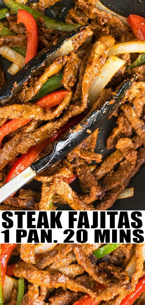 One Pot Fajitas, Easy Steak Fajitas Skillet, Meat Fajitas Recipe, Beef Fajita Meat Recipes Easy Dinners, Easy Beef Fajitas, Stove Top Fajitas Steak, Easy Steak Fajita Recipe, Steak Fajita Recipe Oven, Steak Fajita Recipe Skillets