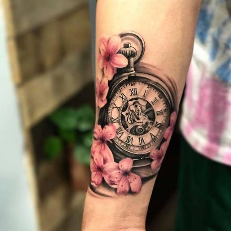 Tattoo Clock, Broken Clock, Clock Flower, Pocket Watch Tattoo, Cat Tattoos, Watch Tattoos, Tatuaje A Color, Tiny Tattoo, Clock Tattoo