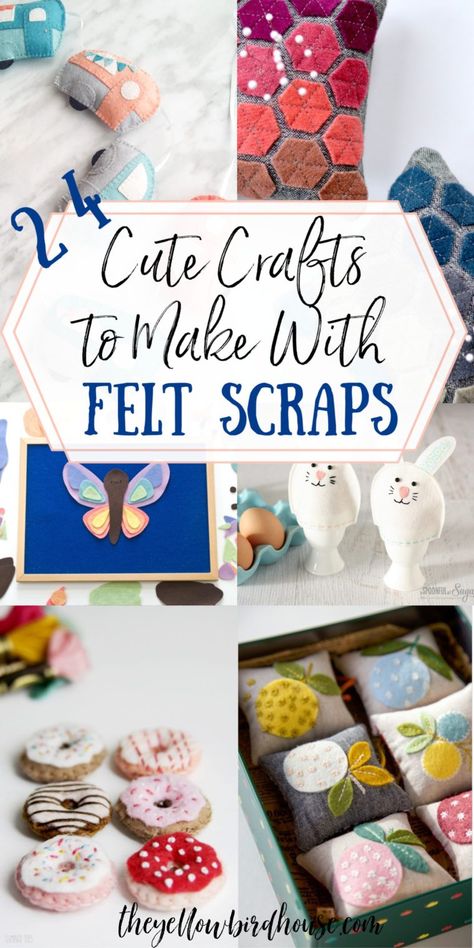 Not sure what to do with felt scraps? Here is a round-up of 24+ super cute craft ideas to make with all those felt scraps! Cute Crafts To Make, Diy Felt Crafts, Felt Scraps, Felt Magnet, Fabric Crafts Diy, Diy Fabric Crafts, Felt Crafts Diy, Diy Felt, Felt Applique