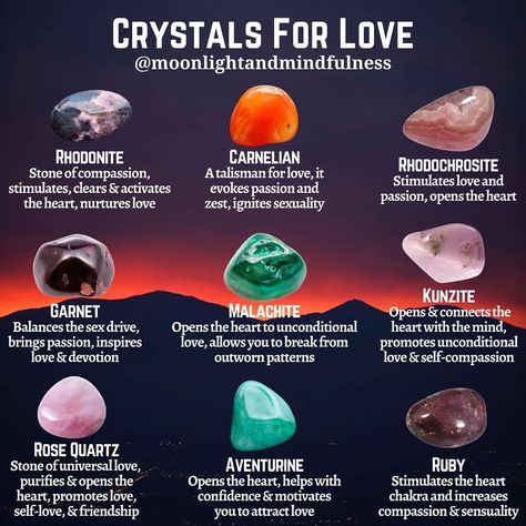 Moonlight & Mindfulness 🌙✨ on Instagram: “❤️ Love doesn’t just mean a relationship with a romantic partner—these are some of my favorite crystals for self-love, compassion,…” Beltane Ideas, Magic Apothecary, Witch Life, Earth Magic, Crystal Work, Romantic Partner, Magick Spells, Crystal Guide, Zodiac Stones