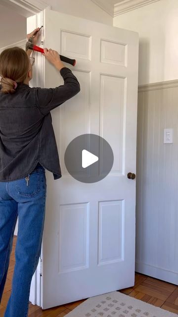 Hardboard Ideas Diy, Panel Door Makeover, Interior Door Makeover, Front Door Interior, Gambrel Style, Diy Cabinet Doors, Camper Interior Design, Handyman Projects, Diy Crafts Life Hacks