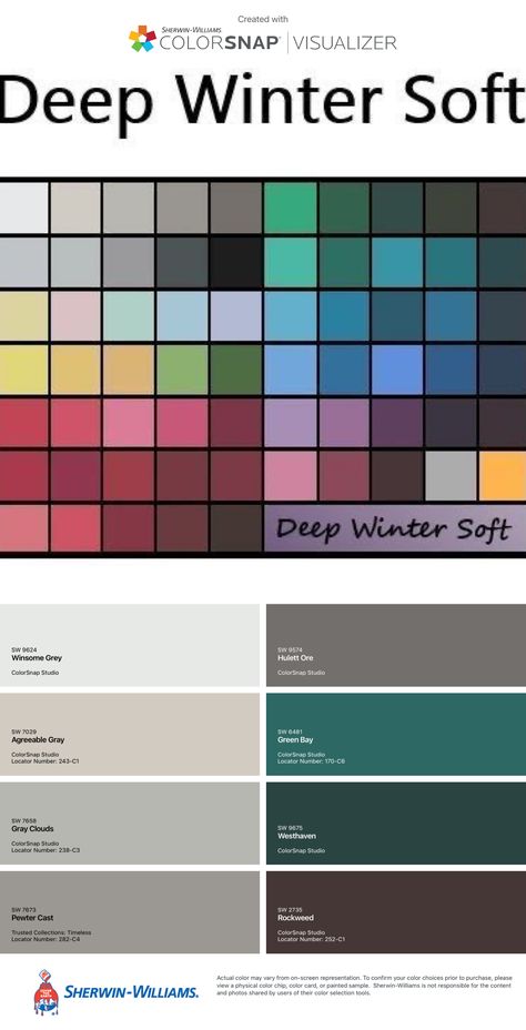 Soft Winter Color Palette, Deep Winter Palette, Soft Autumn Palette, Seasonal Decor Fall, Zyla Colors, Deep Winter Colors, Cool Color Palette, Winter Color Palette, True Winter