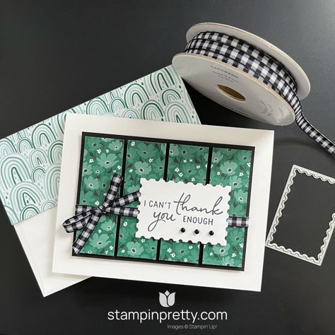 Make an Easy Screen Card with Sunny Days DSP Strips Card Layouts Templates, Fractured Cards, Heartfelt Hexagon, Designer Paper Cards, Screen Cards, Dsp Cards, Mary Fish, Stampin Pretty, Scrap Cards