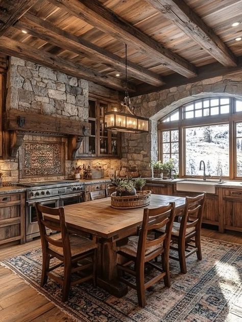 Attractive Log Cabins Cabin House Kitchen, Rustic Log Cabin Kitchens, Log Cabin Kitchens, Log Cabin Kitchen, Rustic Log Cabin, Cabin Kitchens, Cabin House, Outdoor Lover, Mountain Cabin