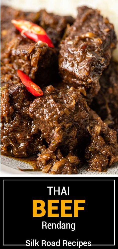 Beef Rendang Recipe Malaysia, Thai Beef Stew, Tai Food Recipes, Balinese Recipe, Rendang Curry, Tai Food, Rendang Recipe, Beef Rendang Recipe, Chamorro Recipes