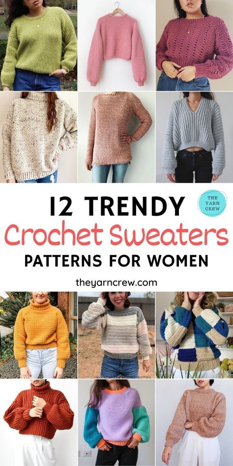 Crochet Jumper Free Pattern, Trendy Crochet Sweater, Crochet Jumper Pattern, Modern Haken, Crochet Sweater Free, Beau Crochet, Crochet Sweater Pattern Free, Crochet Jumper, Sweater Patterns