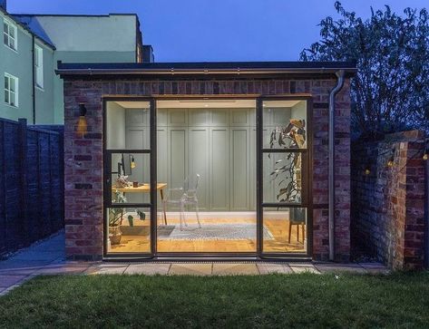 Bespoke garden room used as a home office. Built by @woodbrobuild for the home of @atnumbereighteen. Garden Room Ideas, Garden Pods, Brick Garden, Room Gym, Office Gym, Air Conditioning Installation, Planning Permission, Garden Rooms, Garden Buildings