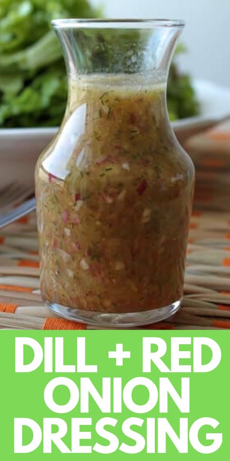 Homemade Keto Salad Dressing, Red Onion Salad Dressing, Red Onion Dressing, Low Carb Salad Dressing Homemade, Low Carb Salad Dressing Recipes, Low Sodium Dressing Recipes, Low Sodium Salad Dressing Recipes, Dill Recipes Healthy, Dill Vinaigrette Dressing