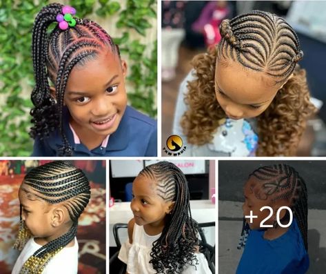 African hair braiding styles for kids Kid Hairstyles For Picture Day, Three Ponytail Braids For Kids, Children's Braids Styles, Hairstyles For Children Braids, Braided Hairstyles For Children, Hair Braid Designs For Kids, Patewo Hairstyles For Kids, Heart Braided Hairstyles For Kids, Braided Hairstyles For Little Black Girls With Beads