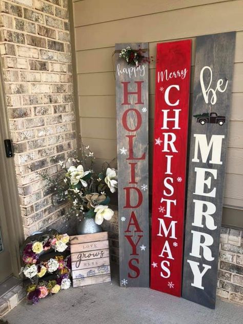 Happy Holidays Wood Sign, Christmas Signs Wood Front Porches, Holiday Wood Sign, Diy Crafts Christmas, Christmas Signs Diy, Christmas Wooden Signs, Beautiful Christmas Decorations, Door Signs Diy, Christmas Porch Decor