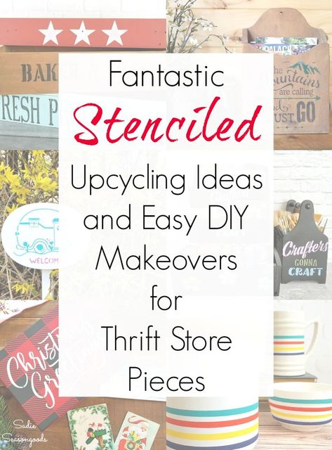 If you've been looking for some inspiration for stenciling projects and DIY makeovers on thrift store or yard sale pieces, then this is the collection you need! These upcycling ideas from Sadie Seasongoods all use vinyl stencils or handmade stencils from painter's tape - tons of inspiration and repurposed projects to feed your creative soul. #stencil #stenciled #stenciling #upcyclingideas #howtostencil #stencileddecor #stenciledprojects #upcycled #upcycling #repurposed #thriftstoremakeovers Handmade Stencils, Upcycling Ideas Diy, Repurposed Projects, Thrift Store Makeover, Old Greeting Cards, Vintage Photo Album, Upcycled Projects, Amazing Crafts, Stencil Projects