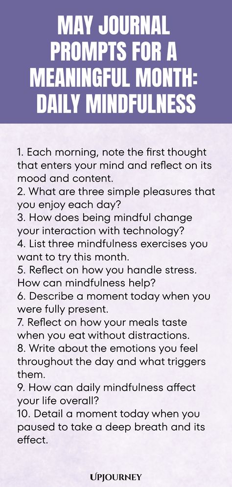 Enhance your mindfulness practice with these May journal prompts for a meaningful month. Cultivate self-reflection and presence each day through thoughtful prompts that will guide you towards a more mindful and intentional life. Use these daily prompts to connect with yourself on a deeper level and nurture a sense of mindfulness in all aspects of your life. Let these journal prompts be your companion in creating moments of clarity, gratitude, and peace throughout the month. May Journal Prompts, May Journal, Work Etiquette, Psychology Terms, Season Of Change, Connect With Yourself, Daily Mindfulness, Relationship Quizzes, Daily Prompts