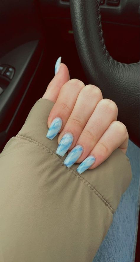 Nail Designs For 2023, The Best Nail Designs, Marble Acrylic Nails, Spring Nails Ideas, Trending Summer Nails, Acrylic Nail Designs Coffin, Fake Nail Tips, Spring Break Nails, Light Blue Nails