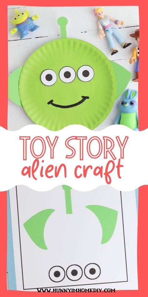 This adorable Toy Story alien craft is perfect for kids of any age to make. Whether you're looking for a party activity, art project to make at home, or activity for the classroom, you'll love this fun paper plate craft. Grab your printable template, then use your Cricut to print then cut the alien eyes, ears, and antennae. It's a simple alien craft to make with toddlers or in preschool! Toy Story Printables Free, Alien Craft, Alien Eyes, Daycare Projects, Toy Story Aliens, Disney Crafts For Kids, Toy Story Crafts, Homecoming 2024, Story Crafts