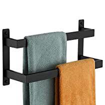 Check this out! Towel Hanger Bathroom, Hanging Towel Rack, Black Towel Bar, Wall Towel Racks, Bath Towel Holder, Double Towel Bar, Towel Shelf, Black Bath, Bar Storage