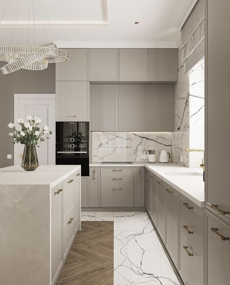 Kitchen Interior Design Modern Luxury, Neo Classic Kitchen, Neoclassical Kitchen, Modern Classic Kitchen, Cabinets Makeover, Classic Kitchen Design, Desain Pantry, Kabinet Dapur, Transitional Decor Kitchen