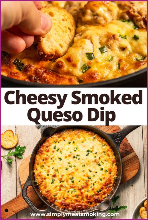 This smoked queso dip is your new favorite party dip. With smoky, melted cheese, Mexican chorizo, and Velveeta, it’s a cheesy appetizer perfect for nachos or a summer potluck. Smoked on the grill, it’s a flavorful addition to any meal. Discover the easy steps to making this delicious dip. Tap to try the recipe and make your next gathering unforgettable. Queso With Velveeta, Smoked Queso Dip, Easy Kabobs, Smoked Queso, Cheesy Appetizer, Mexican Chorizo, Summer Potluck, Tangy Bbq Sauce, Queso Recipe