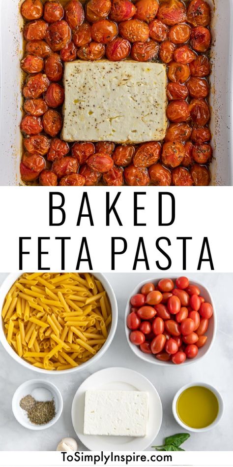 Tick Tock Tomato Feta Pasta, Viral Feta And Tomato Pasta, Feta Tomato Spinach Pasta Bake, Feta Tomato Pasta Recipe, Cherry Tomato Feta Pasta Baked, Baked Feta Tomato Pasta, Tik Tok Tomato Feta Pasta, Backed Feta With Tomatoes, Feta Tomatoes Pasta Bake