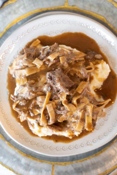 While it is also easy to make in the slow cooker or crockpot, this Instant Pot Amish Beef and Noodles recipe is even easier! It's one of those comfort foods that families love! Add it to your line up of dinners and casseroles! #gogogogourmet #instantpotamishbeefandnoodles #easycomfortfoods #easyinstantpotrecipes Amish Beef And Noodles Recipe, Amish Beef And Noodles, Beef And Noodles Recipe, Beef Tips And Noodles, Beef Recipe Instant Pot, Amish Recipes, Noodles Recipe, Homemade Beef, Instant Pot Dinner Recipes