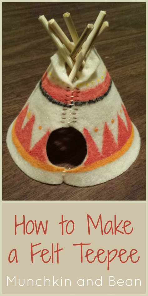 How to Make a Felt Teepee -  I created three felt teepees for my children to play with in their Native American themed small worlds for our unit study. They are easy to make and are a great addition to small world play! #howto   #diy   #tutorial   #feltcrafts   #nativeamerican   #teepee   #homeschooling   #unitstudy   #smallworld Diarama Ideas, Native American Projects, American Indian Crafts, Medicine Bags, Arts And Crafts For Adults, Arts And Crafts For Teens, Indian Arts And Crafts, Native Crafts, Native American Crafts