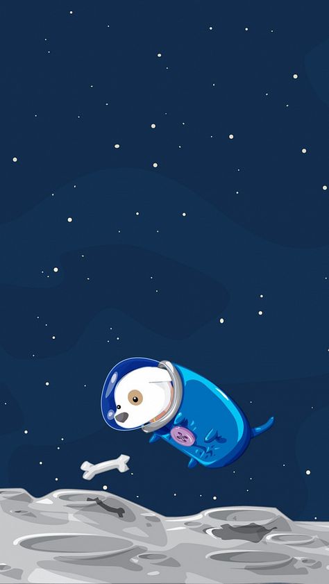 Dog In Space Drawing, Space Dog Illustration, Computer Wallpaper Funny, Dog In Space, Animals In Space, Dog Space, Space Dogs, Space Iphone Wallpaper, Dog Spaces