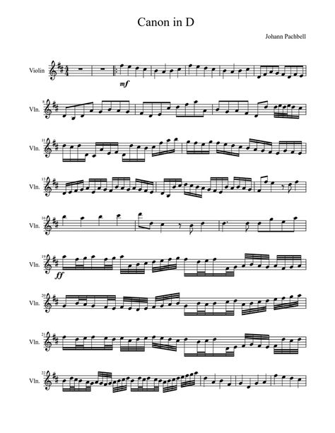 Download and print in PDF or MIDI free sheet music for Canon in D Major (Pachelbel's Canon) by Pachelbel, Johann arranged by Clarry Cahill for Violin (Solo) Beginner Violin Sheet Music, Violin Scales, Easy Violin Sheet Music, Popular Piano Sheet Music, Free Violin Sheet Music, Violin Teaching, Johann Pachelbel, Music Printables, Canon In D