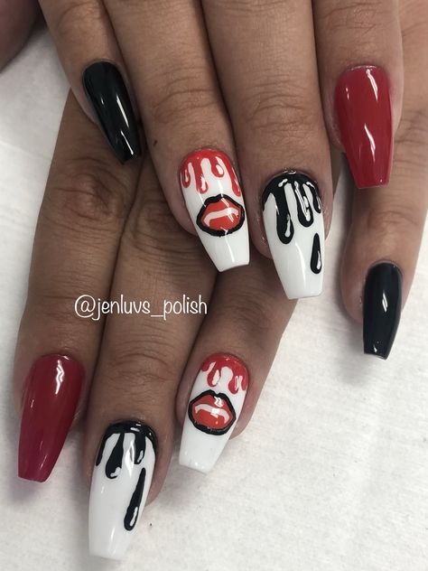 Halloween Fang Nails Halloween Vampire Nails, Fang Nails, Vampire Fang Nails, Nail Ideas For Couples, Halloween Fangs, Vampire Nails, Vampire Fangs, Halloween Vampire, Trendy Halloween